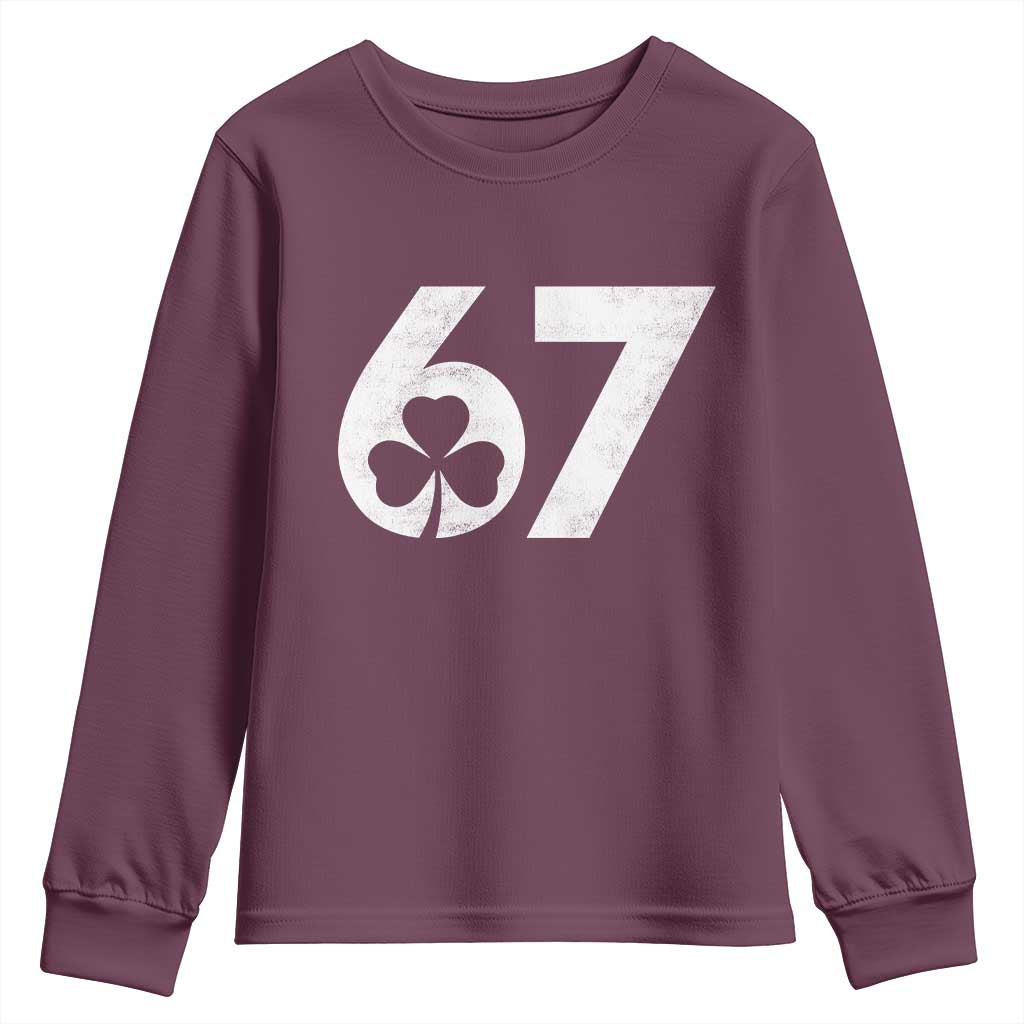 Funny St Patricks Day 67 Six Seven Vintage Shamrock Youth Sweatshirt