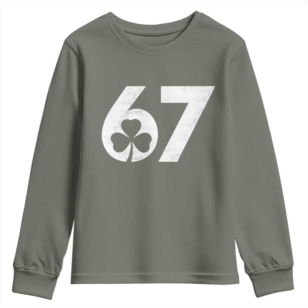 Funny St Patricks Day 67 Six Seven Vintage Shamrock Youth Sweatshirt
