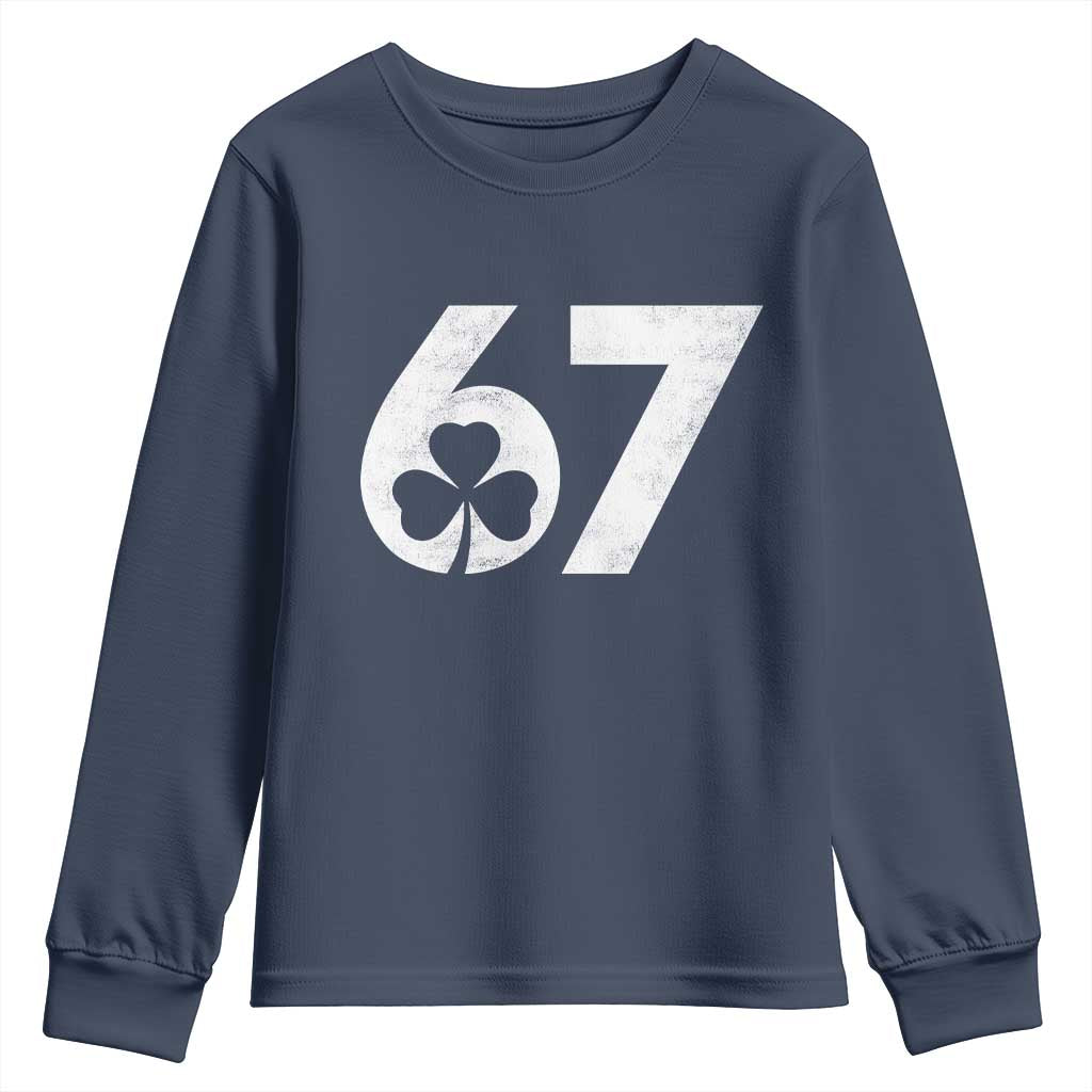 Funny St Patricks Day 67 Six Seven Vintage Shamrock Youth Sweatshirt