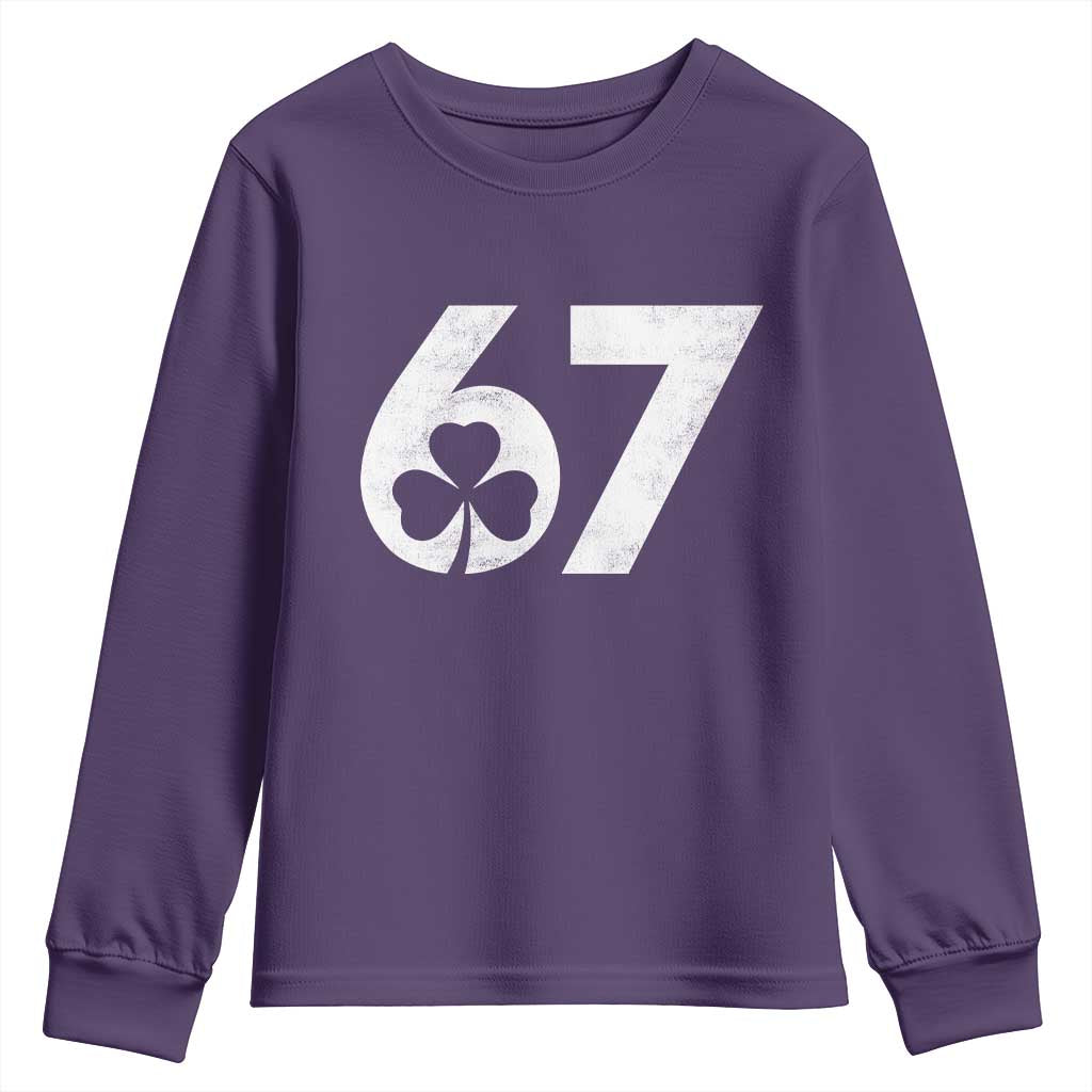 Funny St Patricks Day 67 Six Seven Vintage Shamrock Youth Sweatshirt