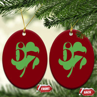 Funny St Patricks Day 67 Six Seven Meme Shamrock Ceramic Ornament