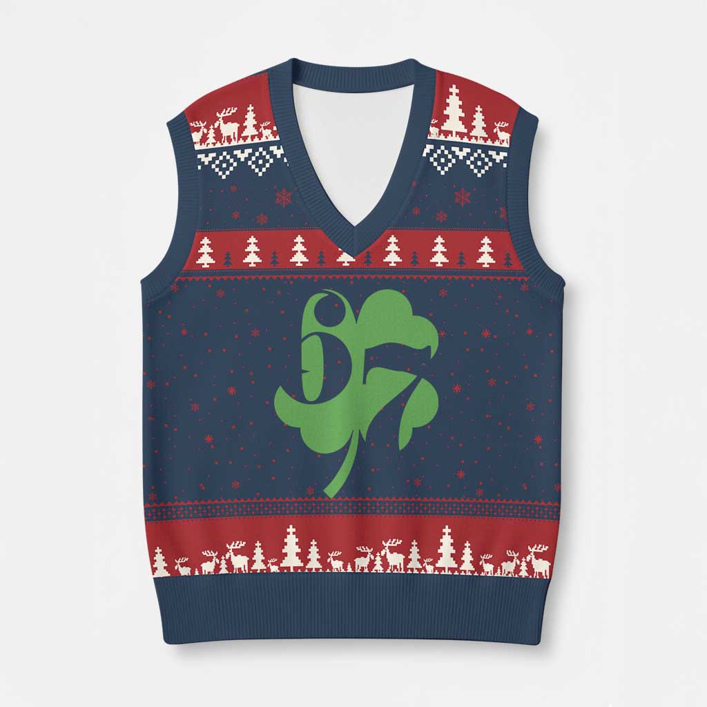 Funny St Patricks Day 67 Six Seven Meme Shamrock V-Neck Knit Sweater Vest