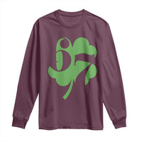 Funny St Patricks Day 67 Six Seven Meme Shamrock Long Sleeve Shirt