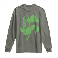 Funny St Patricks Day 67 Six Seven Meme Shamrock Long Sleeve Shirt