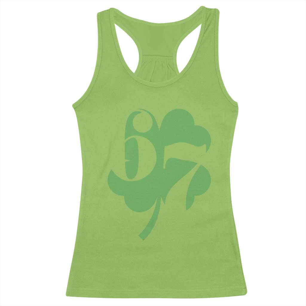 Funny St Patricks Day 67 Six Seven Meme Shamrock Racerback Tank Top