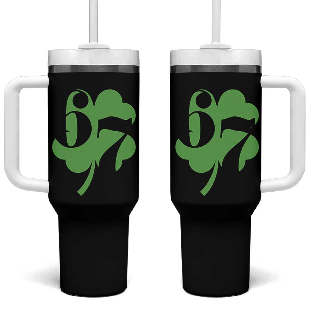 Funny St Patricks Day 67 Six Seven Meme Shamrock Tumbler With Handle