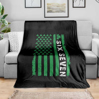 Six Seven 67 St Patricks Day Shamrock Vintage American Flag Throw Blanket