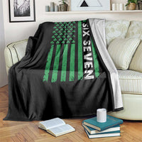 Six Seven 67 St Patricks Day Shamrock Vintage American Flag Throw Blanket