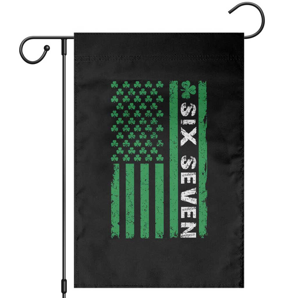 Six Seven 67 St Patricks Day Shamrock Vintage American Flag Garden Flag