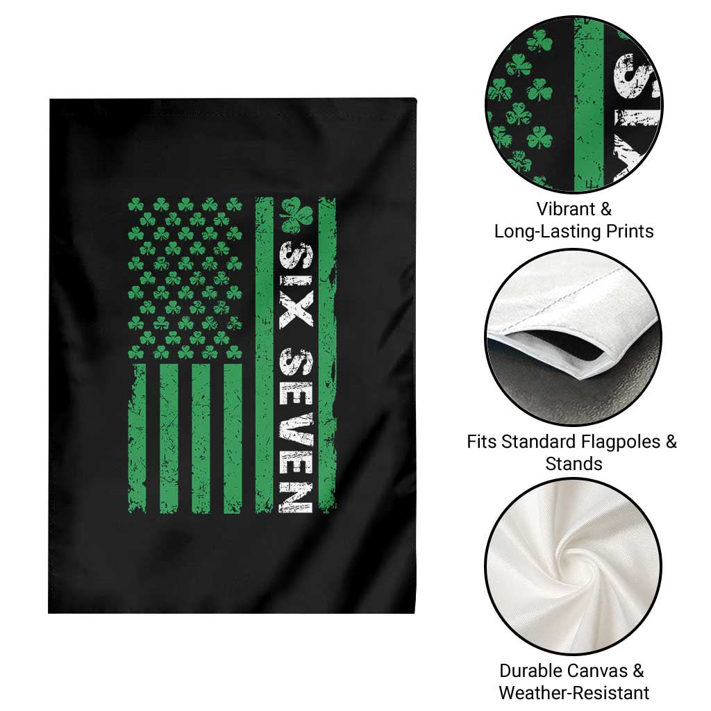 Six Seven 67 St Patricks Day Shamrock Vintage American Flag Garden Flag