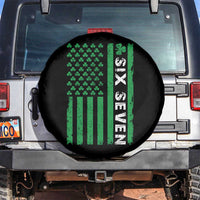 Six Seven 67 St Patricks Day Shamrock Vintage American Flag Spare Tire Cover