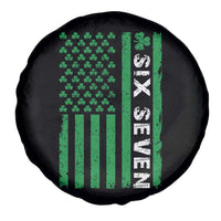 Six Seven 67 St Patricks Day Shamrock Vintage American Flag Spare Tire Cover