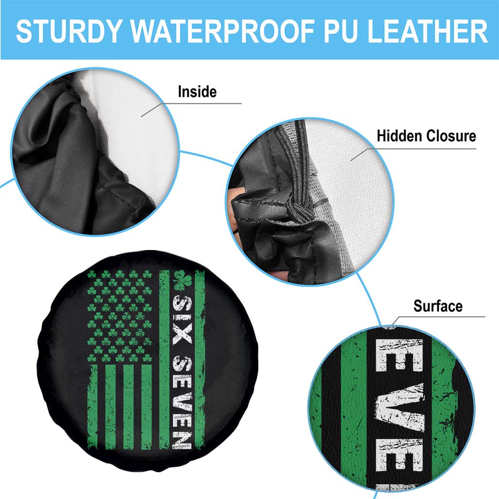 Six Seven 67 St Patricks Day Shamrock Vintage American Flag Spare Tire Cover