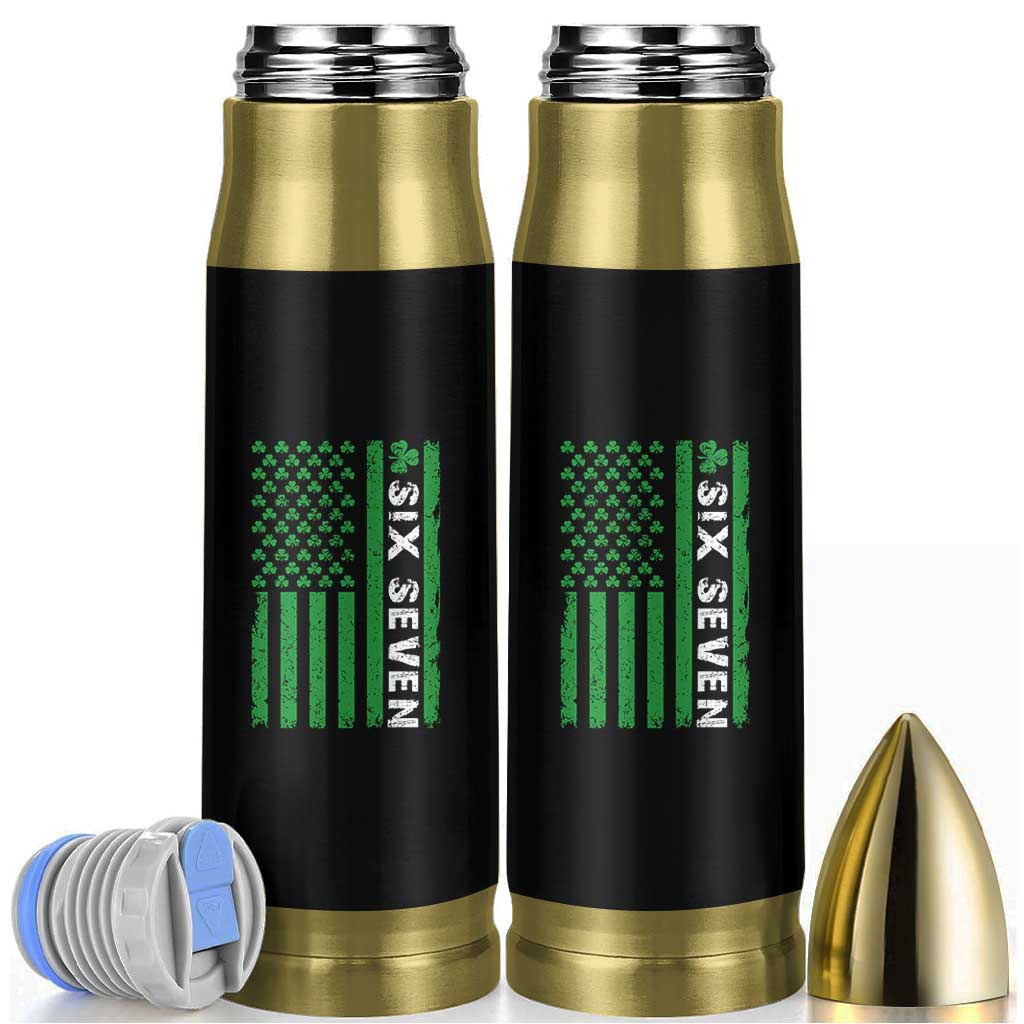 Six Seven 67 St Patricks Day Shamrock Vintage American Flag Bullet Tumbler