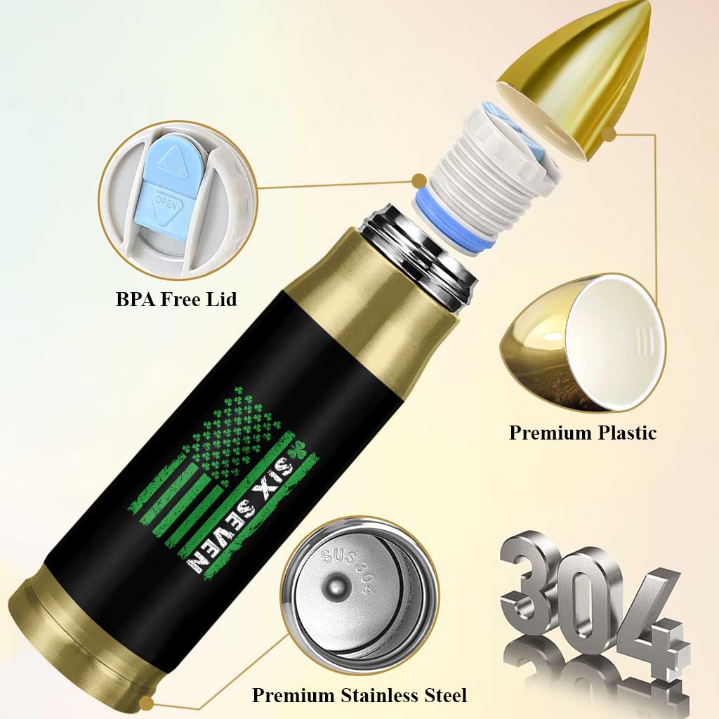 Six Seven 67 St Patricks Day Shamrock Vintage American Flag Bullet Tumbler