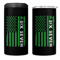 Six Seven 67 St Patricks Day Shamrock Vintage American Flag 4 in 1 Can Cooler Tumbler