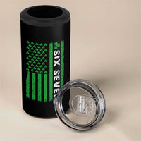 Six Seven 67 St Patricks Day Shamrock Vintage American Flag 4 in 1 Can Cooler Tumbler