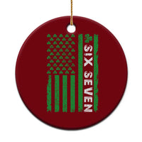 Six Seven 67 St Patricks Day Shamrock Vintage American Flag Ceramic Ornament
