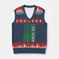 Six Seven 67 St Patricks Day Shamrock Vintage American Flag V-Neck Knit Sweater Vest