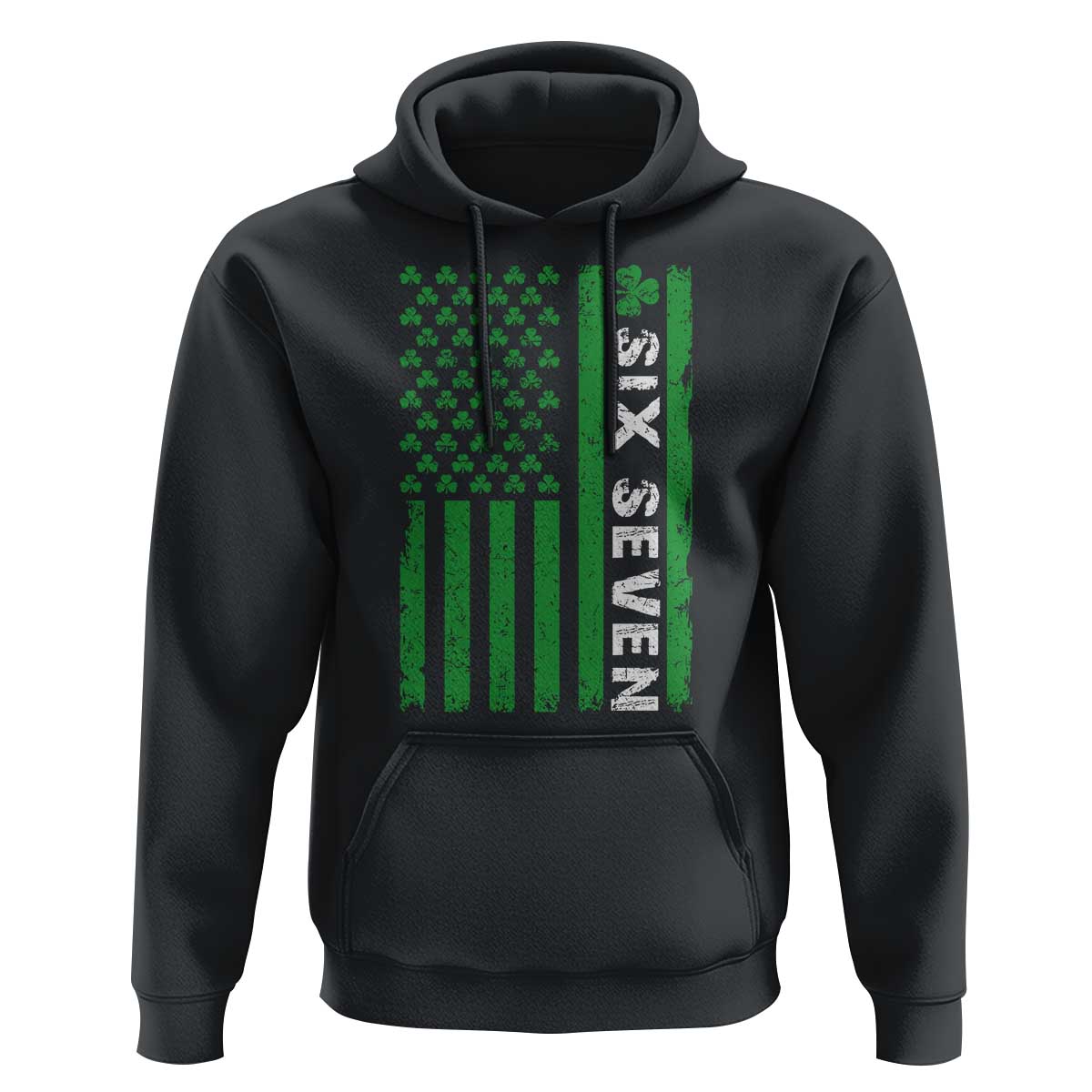 Six Seven 67 St Patricks Day Shamrock Vintage American Flag Hoodie