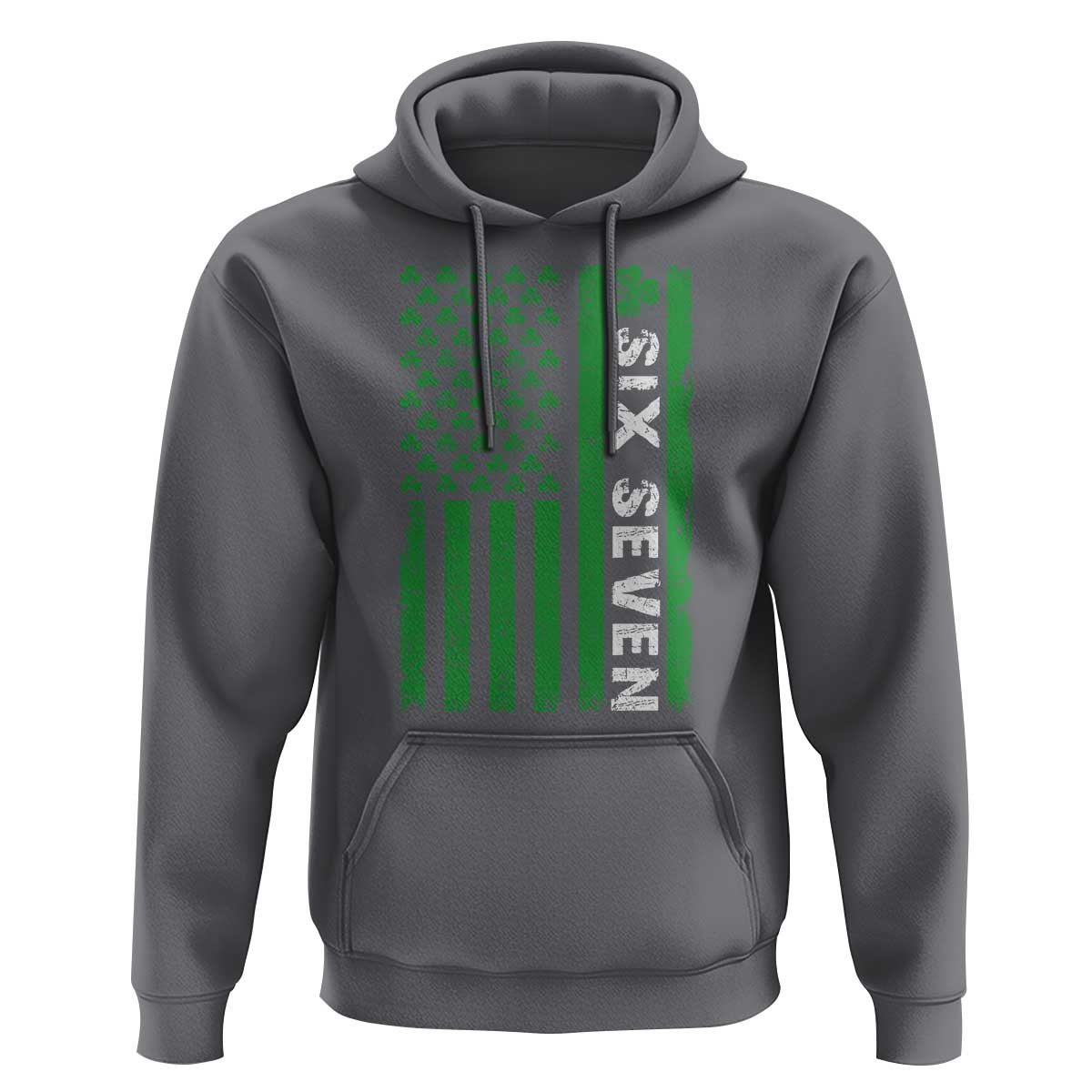 Six Seven 67 St Patricks Day Shamrock Vintage American Flag Hoodie