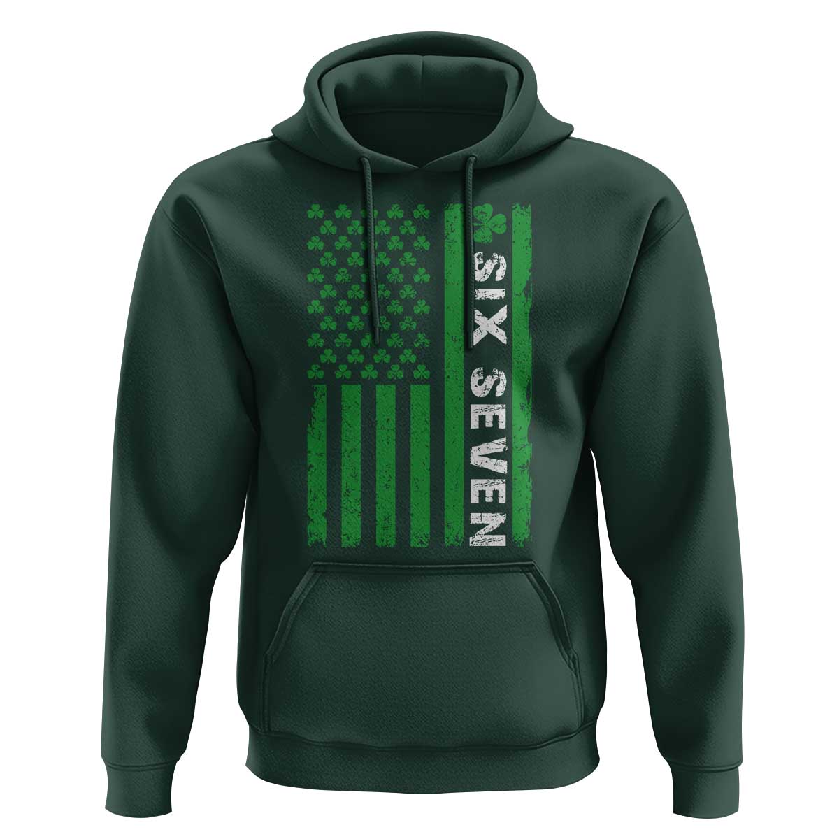Six Seven 67 St Patricks Day Shamrock Vintage American Flag Hoodie