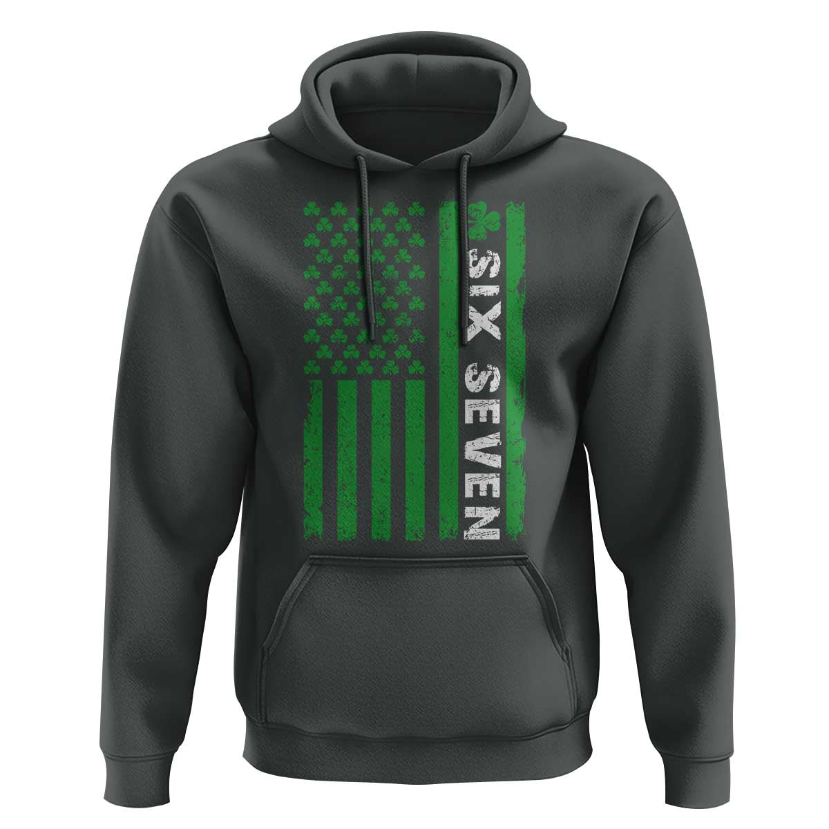Six Seven 67 St Patricks Day Shamrock Vintage American Flag Hoodie