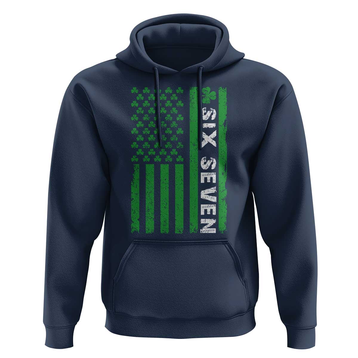 Six Seven 67 St Patricks Day Shamrock Vintage American Flag Hoodie