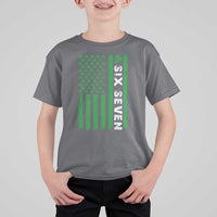 Six Seven 67 St Patricks Day Shamrock Vintage American Flag T Shirt For Kid