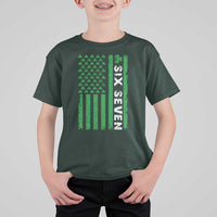Six Seven 67 St Patricks Day Shamrock Vintage American Flag T Shirt For Kid