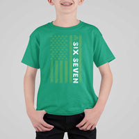 Six Seven 67 St Patricks Day Shamrock Vintage American Flag T Shirt For Kid