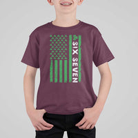 Six Seven 67 St Patricks Day Shamrock Vintage American Flag T Shirt For Kid