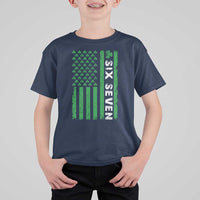Six Seven 67 St Patricks Day Shamrock Vintage American Flag T Shirt For Kid