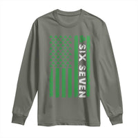 Six Seven 67 St Patricks Day Shamrock Vintage American Flag Long Sleeve Shirt