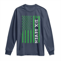 Six Seven 67 St Patricks Day Shamrock Vintage American Flag Long Sleeve Shirt