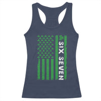 Six Seven 67 St Patricks Day Shamrock Vintage American Flag Racerback Tank Top