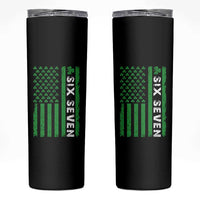 Six Seven 67 St Patricks Day Shamrock Vintage American Flag Skinny Tumbler