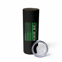 Six Seven 67 St Patricks Day Shamrock Vintage American Flag Skinny Tumbler