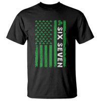 Six Seven 67 St Patricks Day Shamrock Vintage American Flag T Shirt