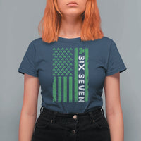 Six Seven 67 St Patricks Day Shamrock Vintage American Flag T Shirt For Women