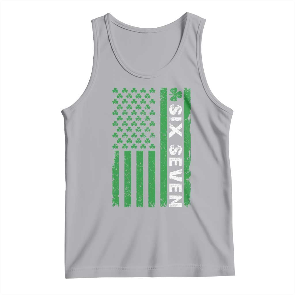 Six Seven 67 St Patricks Day Shamrock Vintage American Flag Tank Top