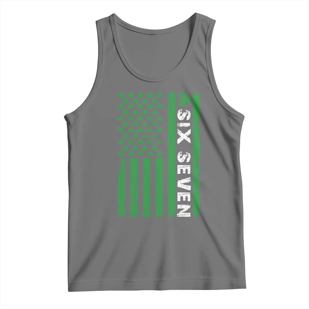 Six Seven 67 St Patricks Day Shamrock Vintage American Flag Tank Top