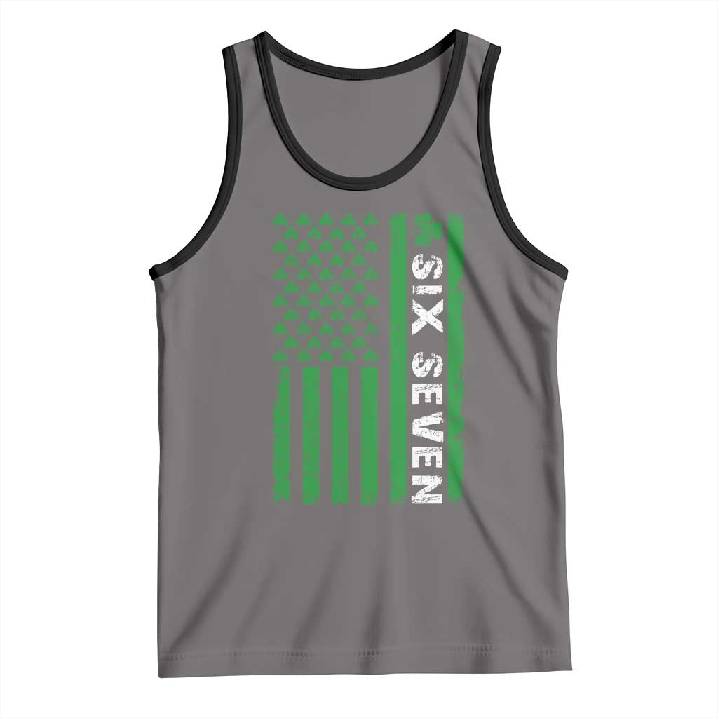 Six Seven 67 St Patricks Day Shamrock Vintage American Flag Tank Top