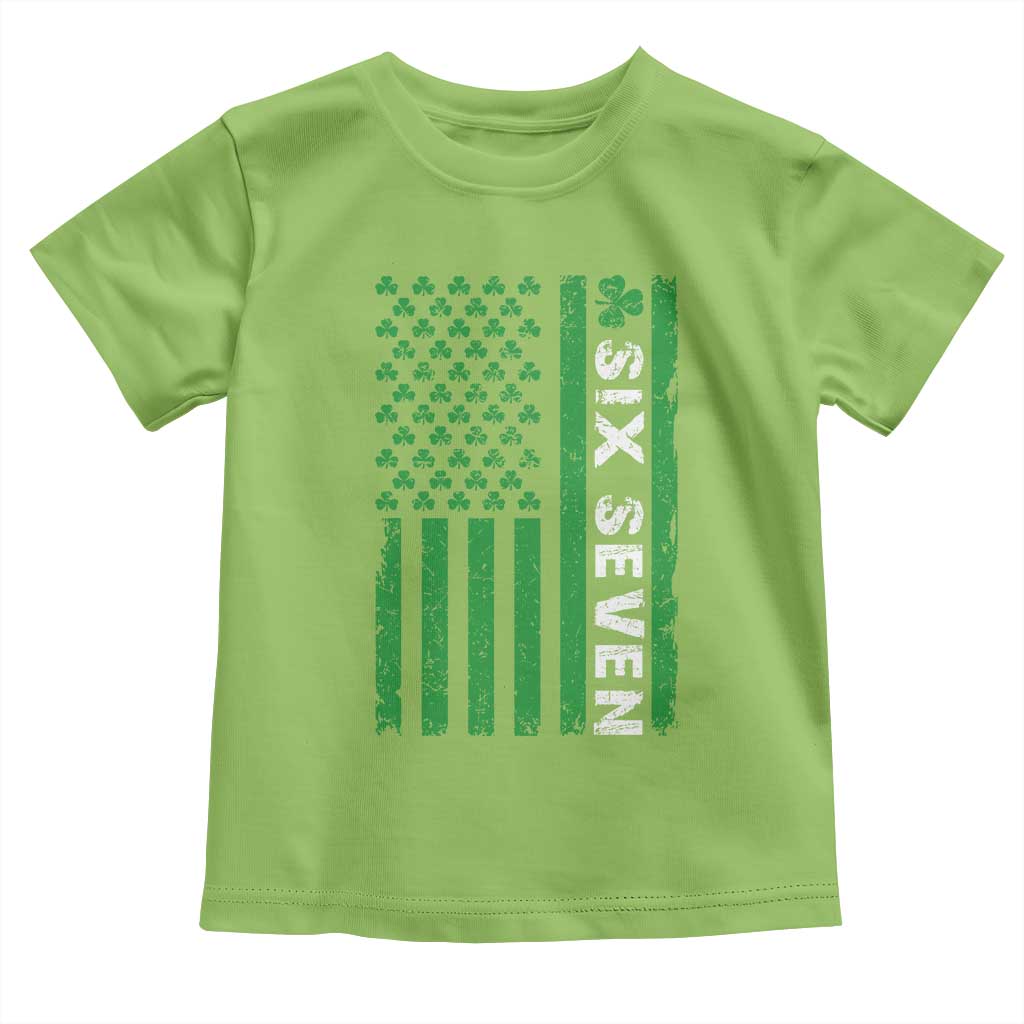 Six Seven 67 St Patricks Day Shamrock Vintage American Flag Toddler T Shirt