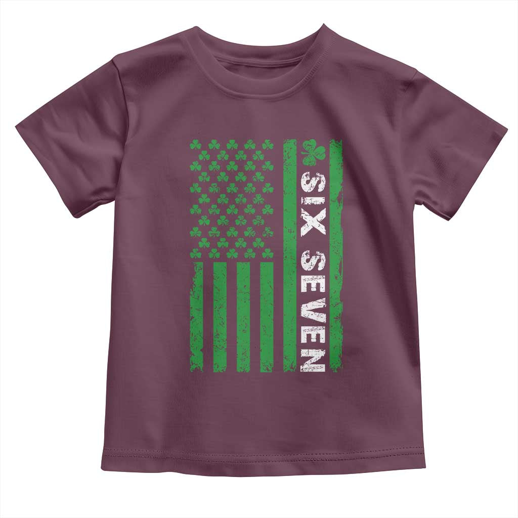 Six Seven 67 St Patricks Day Shamrock Vintage American Flag Toddler T Shirt
