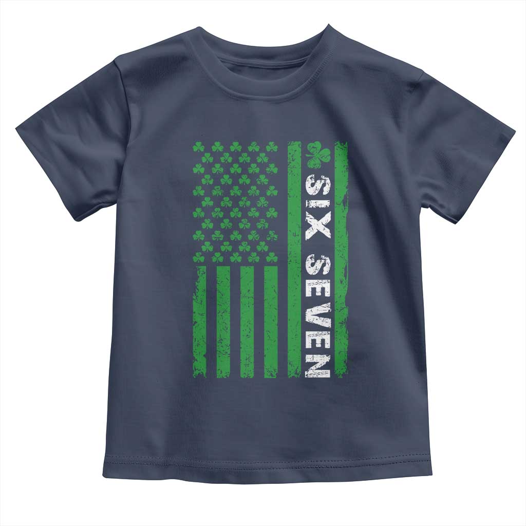 Six Seven 67 St Patricks Day Shamrock Vintage American Flag Toddler T Shirt