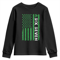 Six Seven 67 St Patricks Day Shamrock Vintage American Flag Youth Sweatshirt