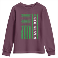 Six Seven 67 St Patricks Day Shamrock Vintage American Flag Youth Sweatshirt