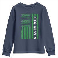 Six Seven 67 St Patricks Day Shamrock Vintage American Flag Youth Sweatshirt