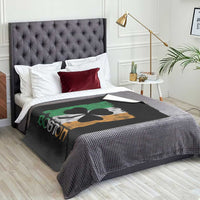 Boston St Patricks Day Throw Blanket Distressed Shamrock Vintage Irish Flag